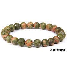 🌿 Elegante Bracciale Elasticizzato in Agata Naturale Unakite 8 mm