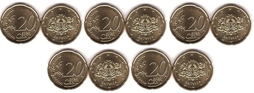 Latvia pcs 20 cent - 5, x