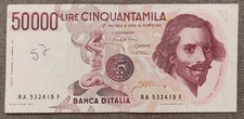 50000 LIRE BERNINI 1° TIPO LETTERA A 15/03/1984 BB