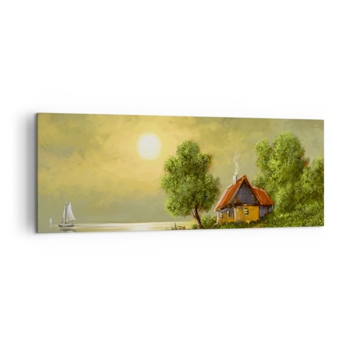 Quadro tela 140x50cm barca - tela,