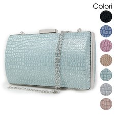 Pochette elegante donna cerimonia clutch gioiello glitter borsetta brillantini
