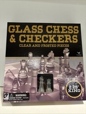 Scacchi e Dama Cardinal Glass Clear & Frosted 2,25" King Gioco da Tavolo Nuovo con Scatola