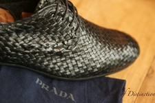 Scarpe derby uomo Prada in pelle intrecciata nera UK 9 US 10 EU 43