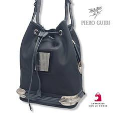 Secchiello Piero Guidi Vintage lineabold Nuovissimo Pelle nero Handbag bourse