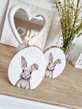 Bellissime uova coniglietto in legno di mango naturale ispirato a cottage country shabby chic 