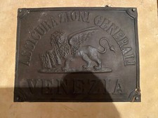 Targa latta pubblicitaria Assicurazioni Generali Venezia periodo anni 30