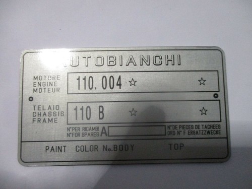 Targa plate telaio - id-plate,
