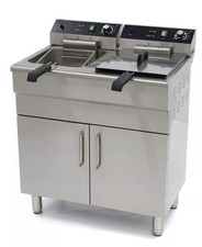 Friggitrice 16+16 litri olio elettrica professionale armadiata doppia vasca