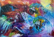 Quadro astratto ARTISTA ORIGINALE 70 cm x 100 cm quadro moderno XXL quadri - arte esclusiva