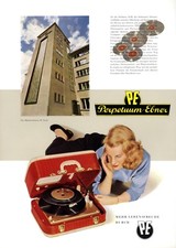 XL Pubblicità Perpetuum Ebner 1956 St. Georgen giradischi anni 50 pubblicità ad