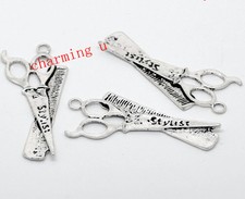 3pz charms ciondoli Forbici e Pettine Parrucchiere 51x23mm colore tibetano