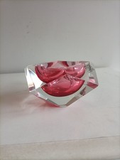 Posacenere Murano Firmato Mandruzzato in vetro sommerso Sfaccettato vintage
