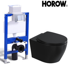 WC a parete o cassetta di risciacquo nero opaco completo elemento a parete set WC