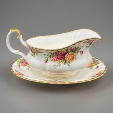 Royal Albert Old Country Roses Bone China Gravy Boat Set sottopiatto Inghilterra
