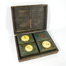 ANTICA SCATOLA COFANETTO PORTA FICHES DA GIOCO GIAPPONESE LEGNO OSSO EPOCA 1800