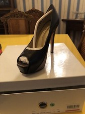 Decollete Donna Oper Toe bicolore Nero e Oro In Pelle Tg 36