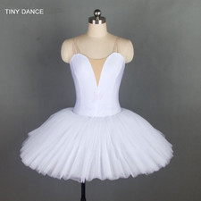 Costume balletto tutù a forma di campana ragazza danza balletto corpetto nudo scollo a V vestito 