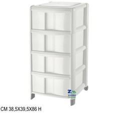 CASSETTIERA BAMBU' 4 CASSETTI COLORE BIANCO PANNA CM 38,5X39,5X86 H