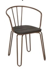 SEDIA STILE DESIGN INDUSTRIALE ACCIAIO BRACCIOLI MARRONE