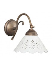 Applique in ottone brunito con ceramica traforata ad una luce orientabile 18 cm