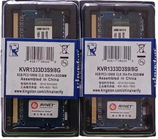 KINGSTON 2 X 8 GB 16 GB DDR3 1333 MHz SODIMM Laptop PC PORTATILE Memoria RAM