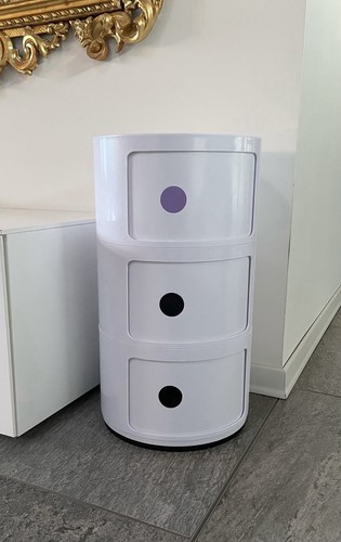 Comodino tre elementi bianco - bianco,