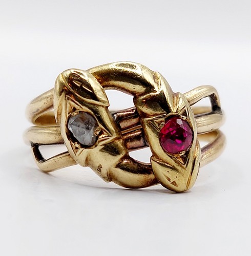 Anello serpente antico oro - , 18k