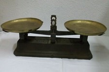 Antico Vecchio Decorativa Bilancia da Mercato Ghisa IN Ottone Bis 15 Kg. 20s 30s