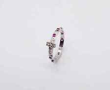 ANELLO ROSARIO CON ZIRCONI BIANCHI E ROSSO IN ARGENTO 925 RODIATO ORO BIANCO18KT