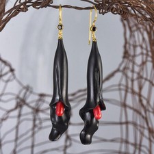 Orecchini fiore corno nero - orecchini,