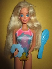 B103) ANTICO COSTUME DA BAGNO BIONDO VINTAGE BATH TIME BARBIE MATTEL 1991 ORIGINALE + SPAZZOLA