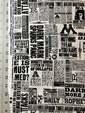 Harry Potter Giornale Camelot 1/2 iarda 18” per 44” Tessuto Cotone - Nuovo