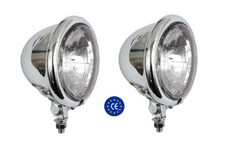 Coppia Fari faretti supplementari laterali cromati moto Custom Harley OMOLOGATI