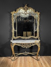 Specchiera con consolle dorata stile Luigi XV ’900