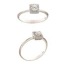 Anello solitario in oro bianco