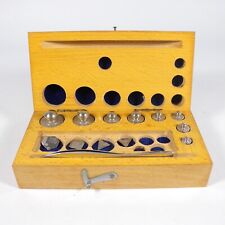 PESI PESINI PESETTI IN METALLO SCATOLA DI LEGNO X BILANCIA DI PRECISIONE VINTAGE