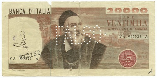 20000 lire falso epoca - 20000, banca