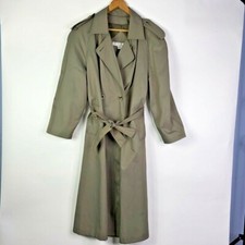 Brem Rainwear Womens Trench Coat Brown Double Breasted Vented Pockets Belted 14