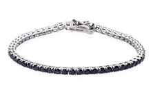 Bracciale Uomo Tennis Argento 925 Rodiato Con Zirconi Neri Brillanti XL 21cm