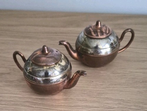 Vintage mini copper teapots - vintage,