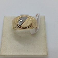 ANELLO DA UOMO IN ORO GIALLO E BIANCO 18KT CON CRISTALO 4,05 GR. N.25 (8345)