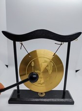 Gong Zen in ottone e legno con incisione di Pesci Koi per yoga e meditazione