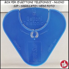 BOX CONTENITORE di 15 GETTONI TELEFONICI in NUOVO da SIP blu telefono vintage ++