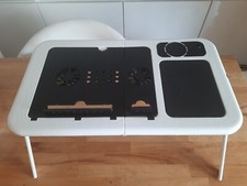 Tavolino Vassoio da Letto Divano per Notebook PC Tablet Pieghevole Leggio Bianco