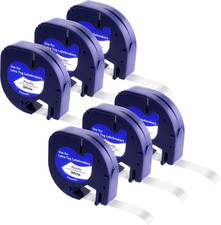 Nastro Etichette Dymo Letratag Ricarica Compatibile Nero su Bianco 12Mmx4M 6 Pz 