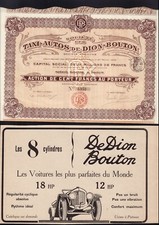 Automobiles: Taxi-Autos de Dion Bouton Parigi Francia 1908 + annuncio originale