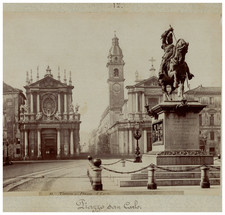 Giovanni Battista Maggi, Torino, Piazza San Carlo vintage albumen print Tirage