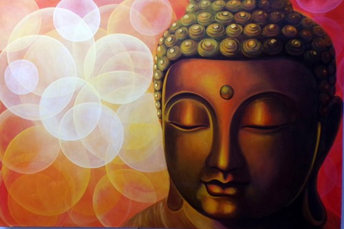 Quadro dipinto volto buddha - dipinto,