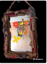 specchio riciclato con legna marina spiaggiata