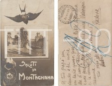 SALUTI DA MONTAGNANA -VEDUTINA (PADOVA) 1909 TIMBRO CREMONA MONSELICE AMBULANTE?